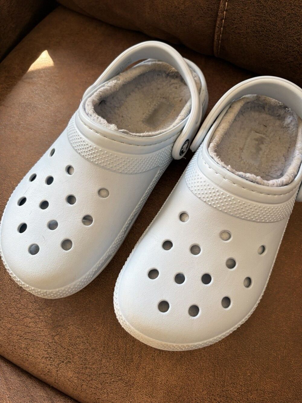 Crocs Powder Blue Classic Clog Authentic Shoe Women 8 Men 6 Fur Lined